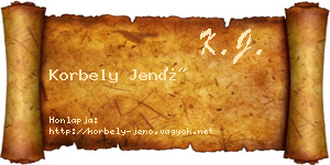 Korbely Jenő névjegykártya